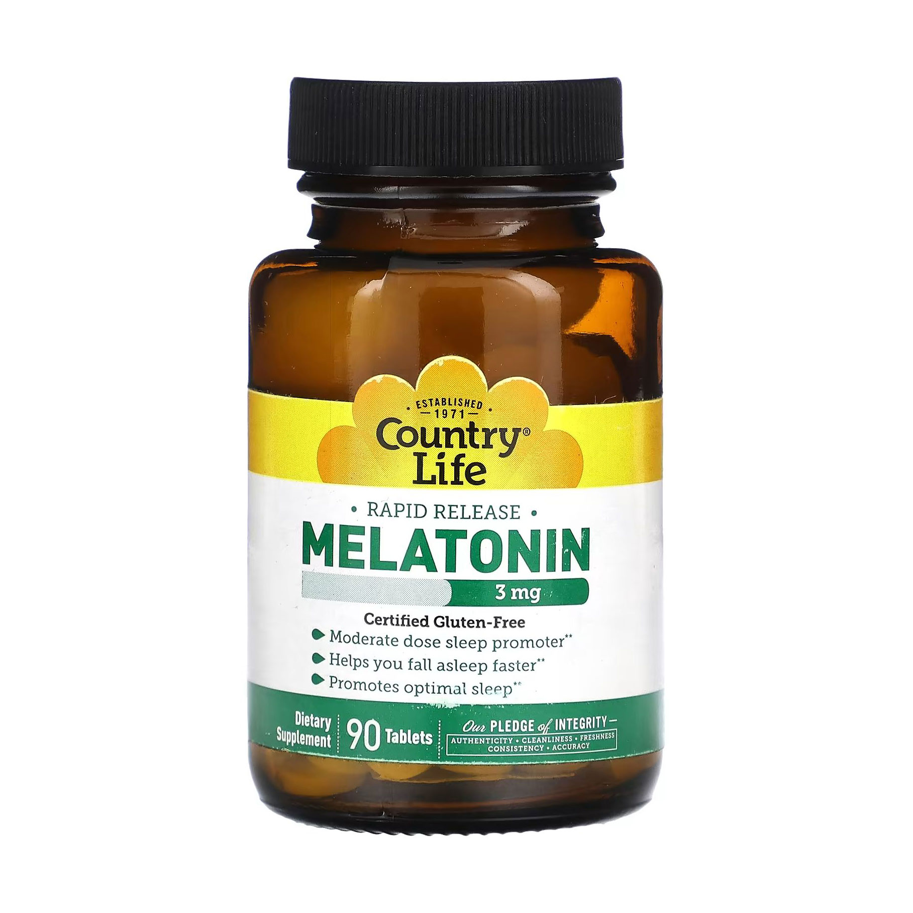 Мелатонін Country Life Melatonin, 3 мг, 90 таблеток