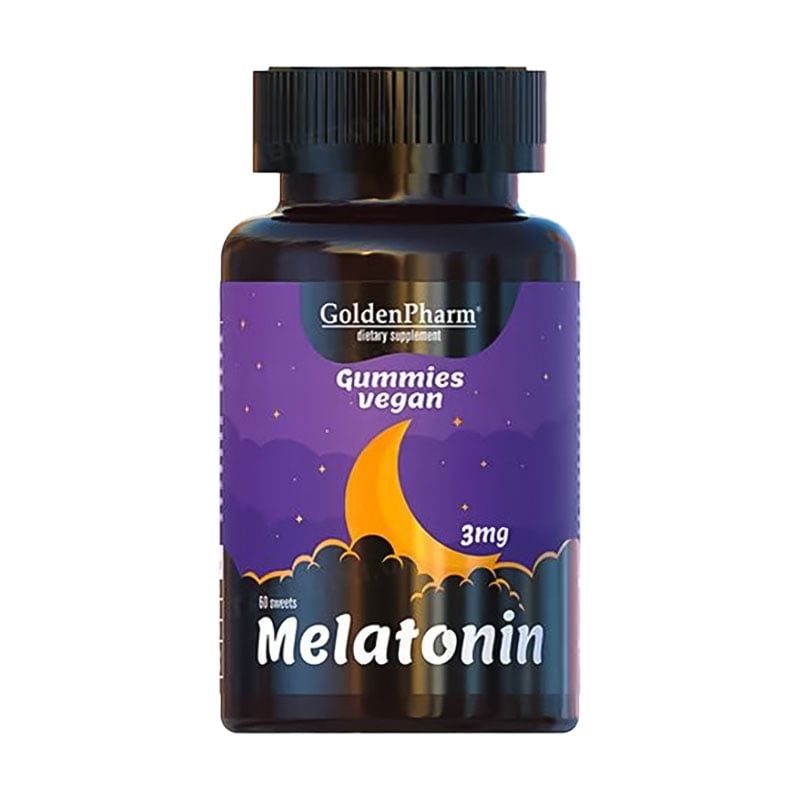 Мелатонін Golden Pharm Melatonin 3 мг, 60 жувальних цукерок